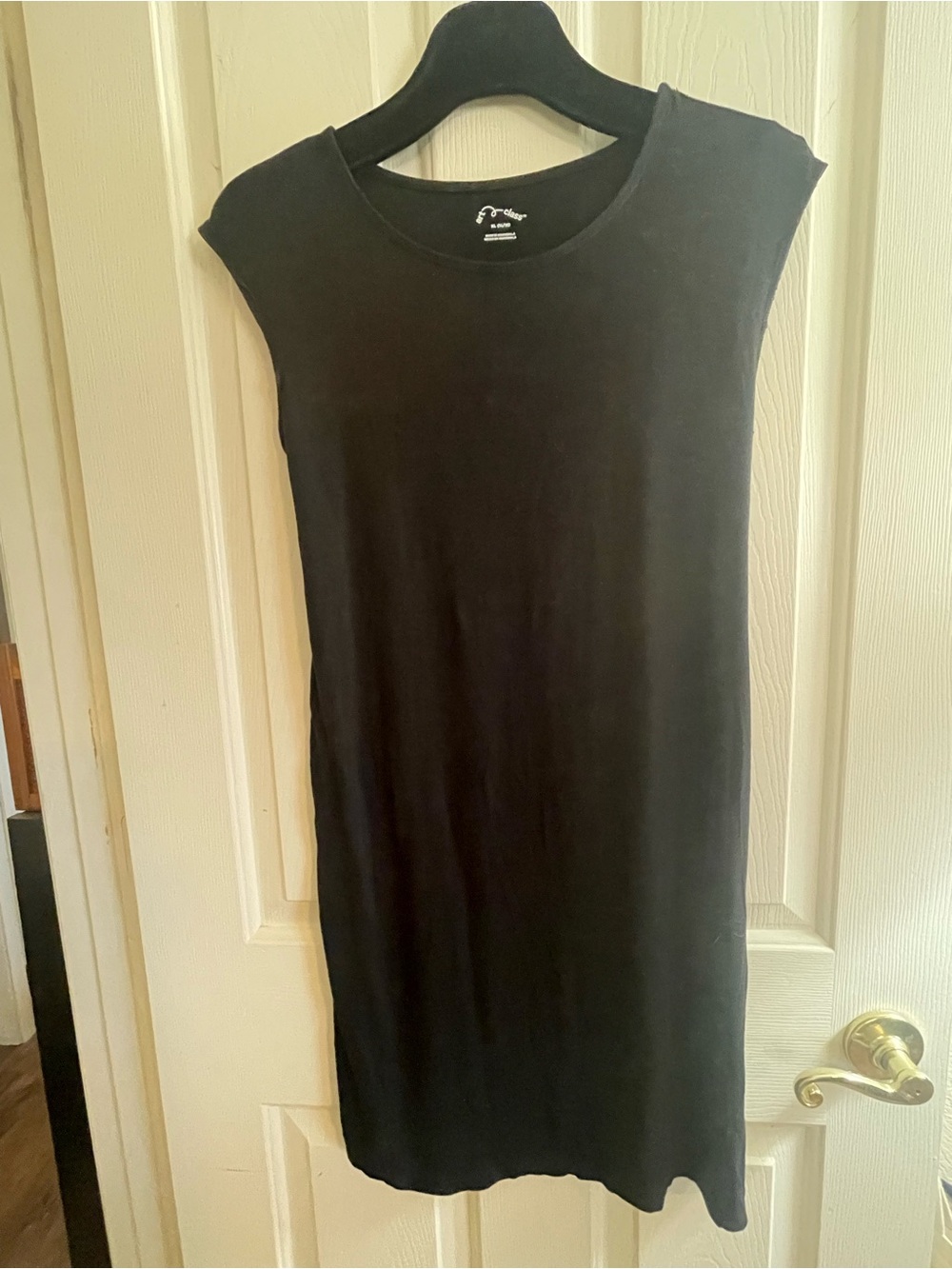 Black Sz XL(14-16) Art Class Stretch Washable Knit Dress w Back Tie Cap sleeves
